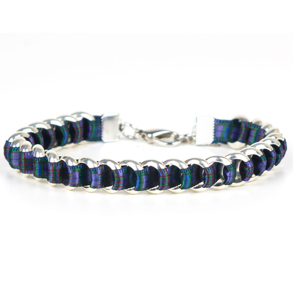 Tartan Bracelet, Silver Plated, Ribbon Maile, Wardlaw Tartan